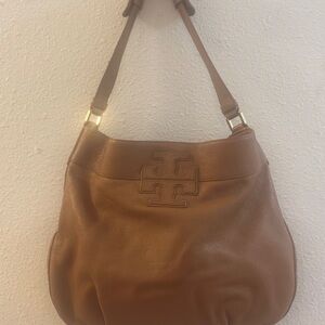 Tory Burch Brown Leather Stacked T Shoulder Bag